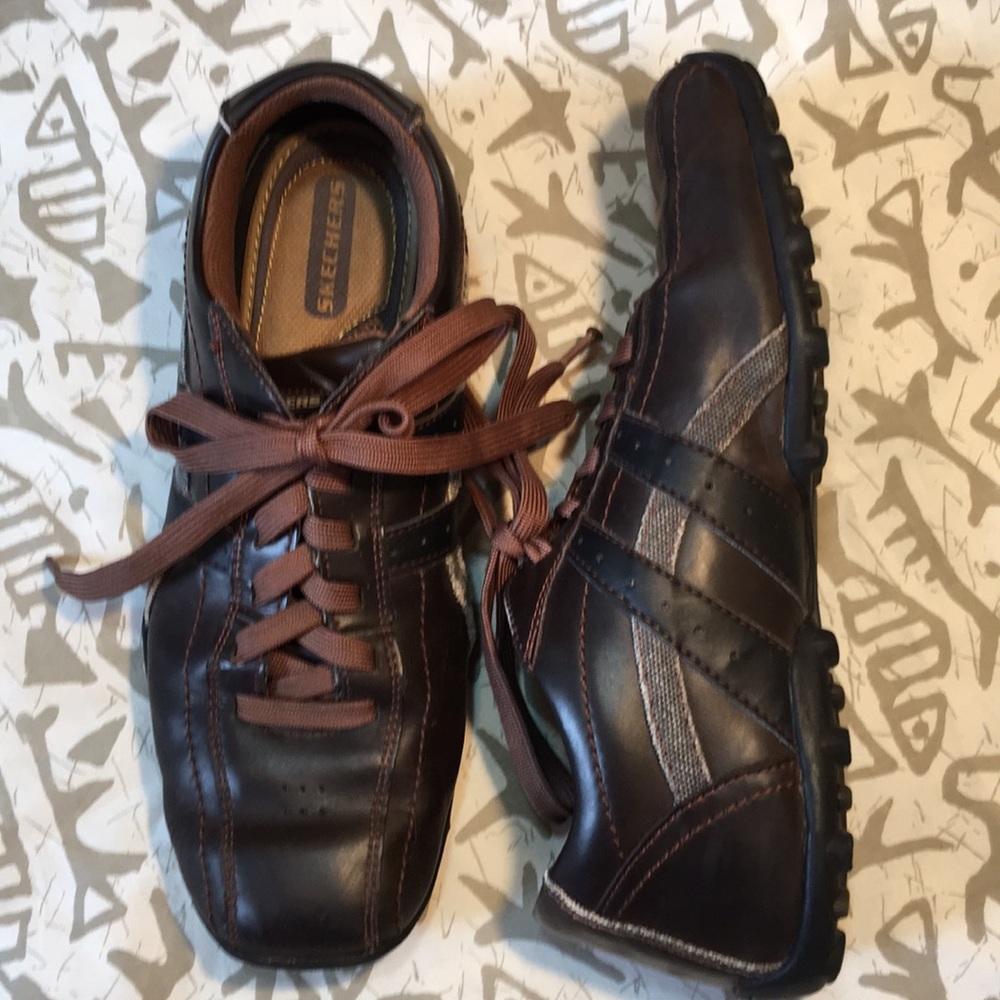 Skechers Brown Leather Casual Lace Ups 10.5